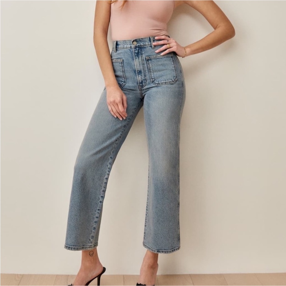 Reformation Alyssa Patch Pocket High Rise Wide Leg Jeans Sz 24 - Picture 3 of 12